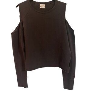 Rag & Bone Cold Shoulder Long Sleeve Top Distressed Raw Edge Gray Medium